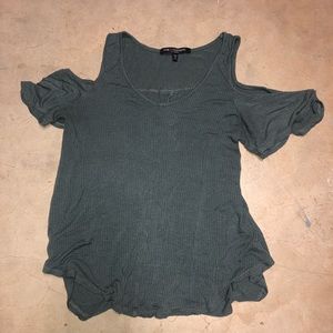 One Clothing blue, off the shoulder shirt